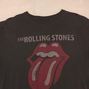 The Rolling Stones 1975 US Tour Band Crew Neck T Shirt Mens Size L Black